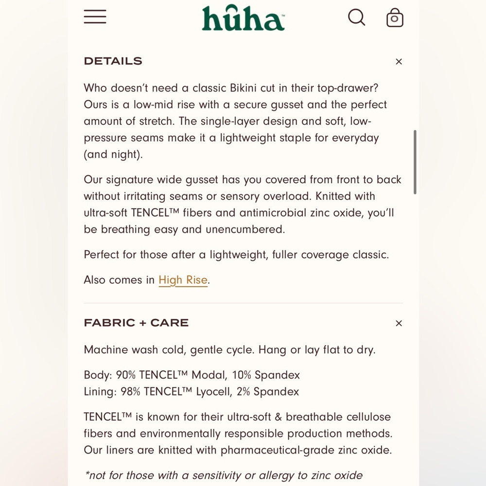 NWT Huha Mineral Undies - bikini - Picture 3 of 3